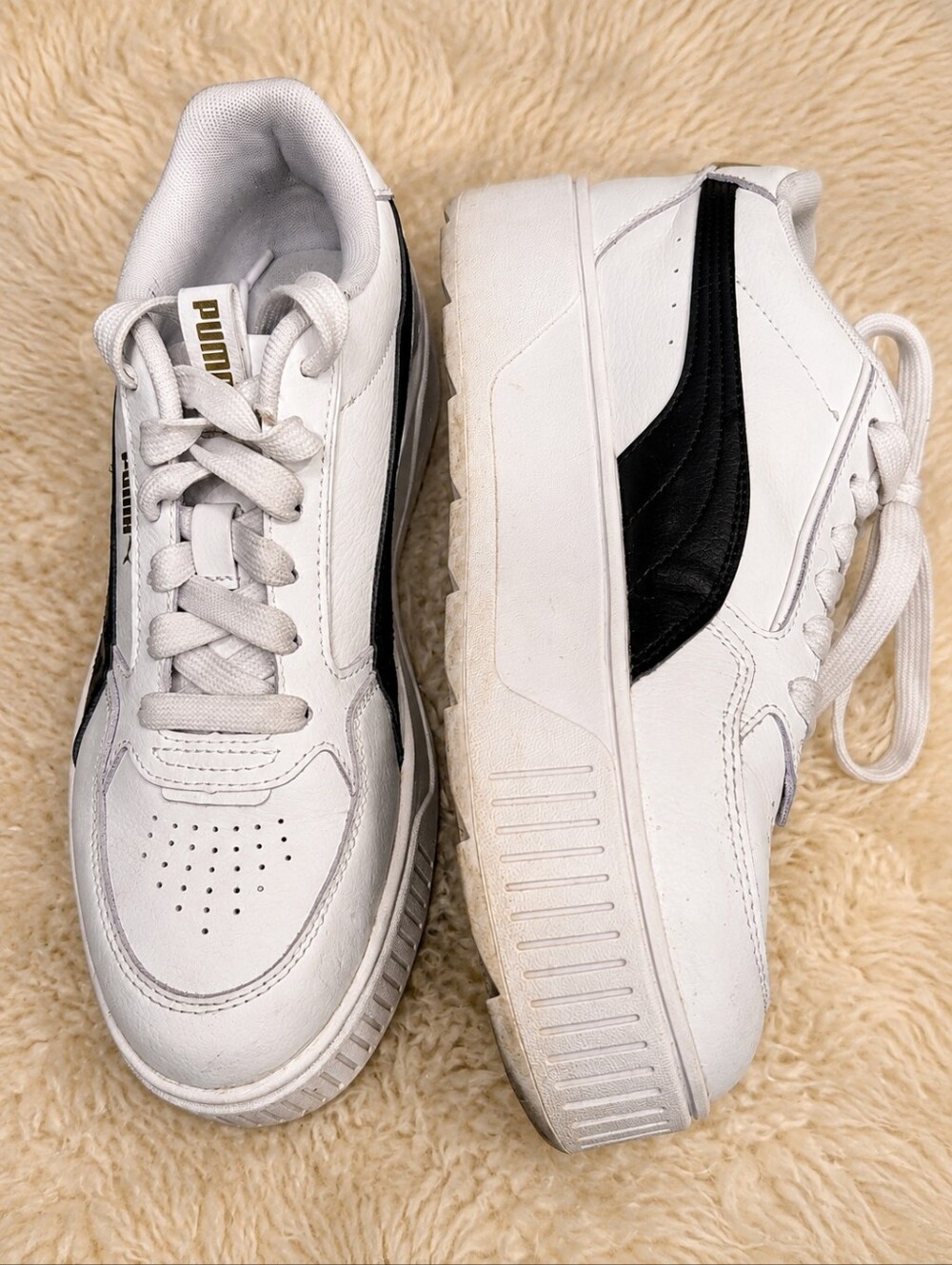 PUMA Karmen Rebelle White Black Platform Sneakers Women’s Size 9